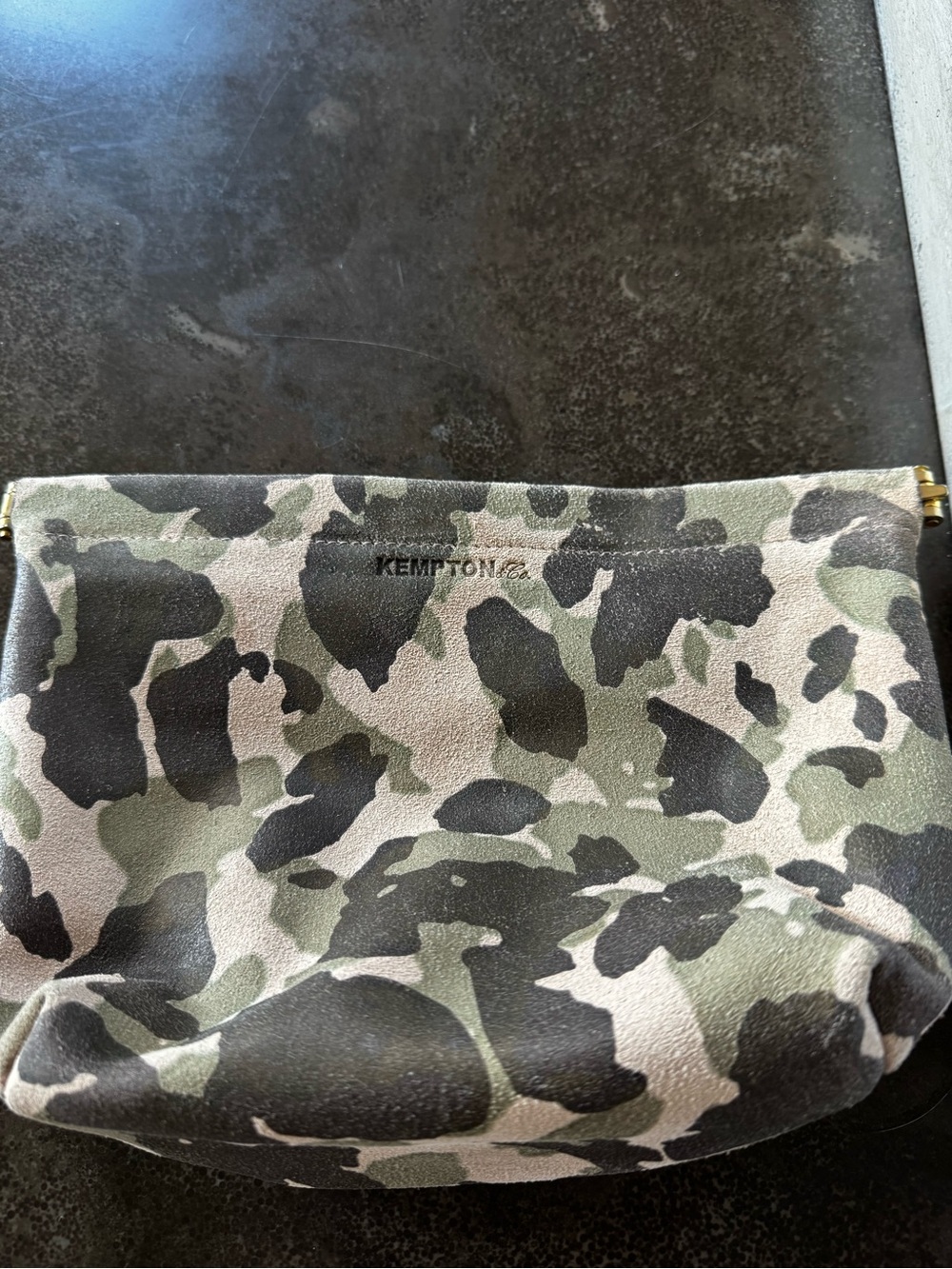 KEMPTON & CO. Suede Camo Cosmetic Pouch - Green & Tan